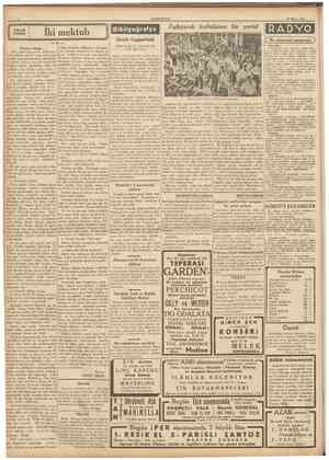 CUMHURÎYET 22 Mayıs 1937 KüçUk hikâye İki mektub 2 Bibliyoğraffya David Copperfield Zıplıyarak kutlulanan bir yortu! RADYO Bu