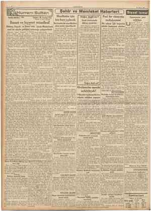  CUMHURİYET 28 Mavıs 1937 [ Şehir ve Memleket Haberleri ) Siyasî icmal Tarihl tefrika : 132 Yazan : M. Turhan Tan . • • . •,