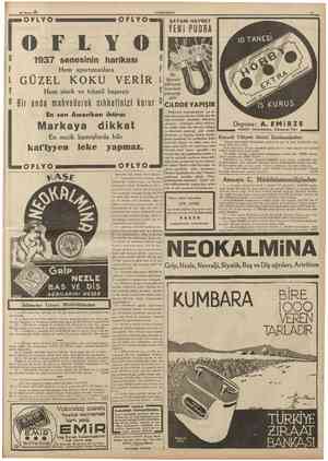  30 Mayıs 1937 CUMHURIYET OFLYO OFLYO 11 I 0 F L Y 0 0 Hem apartımanlara F ığnenın GÜZEL KOKU VERİR L miknatıs üzerinde Hem