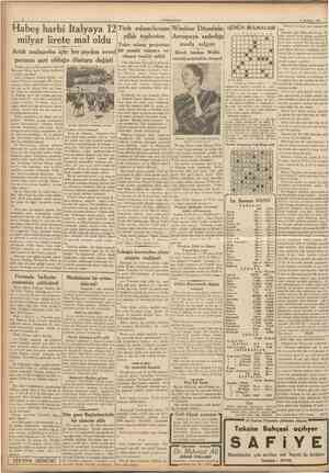 CUMHURİYET 5 Haziran 1937 Habeş harbi Italyaya 12 Türk mîmarlarınm Windsor Düşesinin yıllık toplantısı Avrupaya aşıladığı...