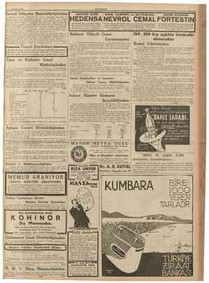  8 Haziran 1937 CUMHURÎYET Kocaeli İnhîsarlar Başmüdülrüğünden: îdaremizin Hendek Müdiiıflüğü ile Düzce Müdürlüğü, Gündoğdu ve