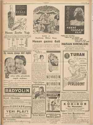  10 CUMHURIYET 25 Haziran 1937 B/R MAYONfZ ancaJe ZETT/NYAĞ/ î/e miİTnkuTtdür' Hasan Zeytin Yağı Türkiyenin ve bütün dünyanm