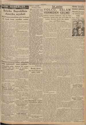  8 Temmuz 1937 CUMHURIYET SON T Belçika Başvekilinin Amerika seyahati Bazı Fransız gazetelerine göre herhangi bir fayda temin