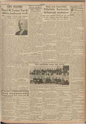  8 Temmuz 1937 CUMHURIYET KONYA HALKEVİNDE Üstad M. Turhan Tan iki mühim konferans verdi Edib arkadaşımız Konyanm tarihe...