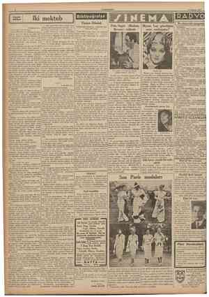  CTJMHURİYET 9 Temmuz 1937 KUçUk hikfiye Iki mektub Bibliyoğrafya Viyana Dönüşü Pola Negri: «Madam Bovary» rolünde Myrna Loy