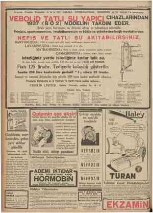  10 CUMHURİYET 12 Temmuz 1937 İsviçrede Produits Webbolite A. G. 'ın 1937 ANKARA ENTERNASYONAL SERGÎSİNDE ALTIN MADALYA...