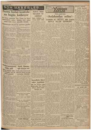  13 TcnunuB 1937 CUMHURIYET SON Fransa hudud kontrolunu bugün kaldırıyor Bir İtalyan gazetesine göre Fransa bu kararı...