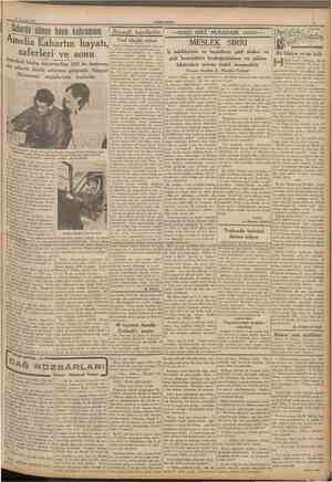  15 Temmuz 1937 CUMHURİYET Amelia Eaharhn hayatı, zaferleri ve sonu Amerikalı kadın, tayyareciliğe 1919 da başlamış, son...