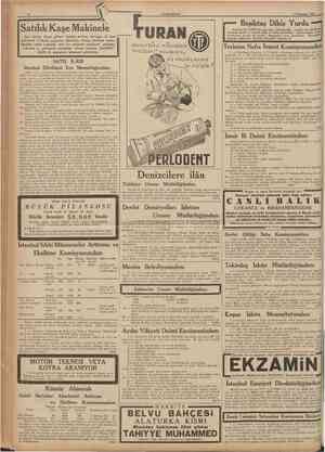  10 CUMHURÎYET 17 Temmuz 1937 Satılık Kaşe Makineleri Son sistem eczacı güllacı imaline mahsus havagazı ile işler müceddet 8