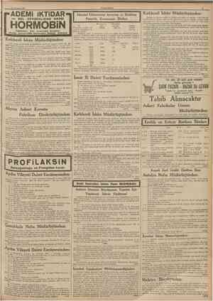  28 Temmuz 1937 CUMHURÎYET ADEMİ İKTİDAR Tabletleri. Her eczanede arayınız. fPosta kutusu1255 Hormobin) Galata. istanbul...