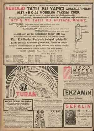    BANYONUZDA : Cildi ve saçları Produits Webbolite A. G FiŞ VE TATLI İsviçrede Produits Webbolite A. G.'ın 1937 ANKARA...