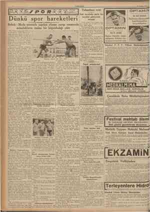  CUMHURtYET 16 Ağustos 1937 Tulumbacı reisi Dünkü spor hareketleri Bebek Moda arasında yapılan yüzme yarışı esnasında...