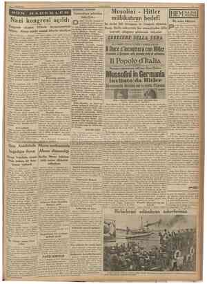  8 Eylul 1937 CLJMHUKittET Hâdiseler arasında Nazi kongresi açıldı Kongrede okunan Hitlerin beyannamesinde italyan Alman...