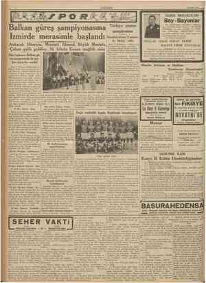  CUMHURİYET 18 Eylul 1937 ELBİSE MERAKLILARI Balkan güreş şampiyonasına Izmirde merasimle başlandı Ankaralı Hüseyin, Mersinli