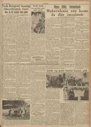  18 Eylul 1937 CUMHURİYET Tarih Kongresi hazırlığ nihayetlenmek üzere Zavalh küçük Felce uğrıyarak «Çelik» ciğere konuldu Dün