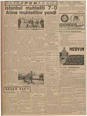  CUMHURİYET 27 Eylul 1937 İstanbul Tramvay Şirketinden: îstanbulla Atina şehirleri temsilî gü reş müsabakaları dün Taksim...