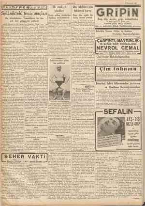  CUMHURİYET 2 Birinclteşrîn 1937 Selânikteki tenis maçları Tayin Bu müsabakalar, Yunanlılarm bu işte çok ileri gittiklerini
