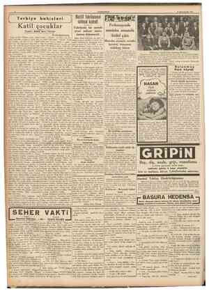  CUMHURÎYE1 Birlndtesrin 1937 Terbiye bahisleri Katil çocuklar Yazan: Selim Sırrı Tarcan Nazilli fabrikasının istihsal kudreti