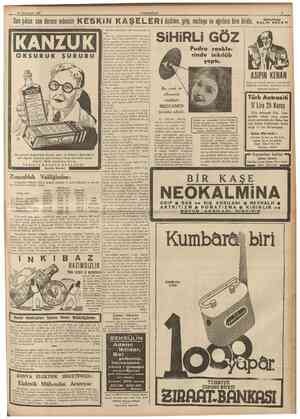  22 îkincP 1937 CUMHURIYET Sonçıkan son dorece miiessir K E S K i N K A Ş E L E R i üşütme. grip, nezleye ve agrılara bire...