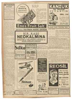  24 Ikindteşrin 1937 SER MAKİNİST aranıyor îstanbula yakm bir elektrik santralinde aşağıdaki şeraiti haiz bir sermakinist...