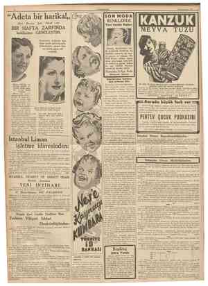  10 CUMHUKltYET 26 îkinciteşrin 1937 "Adeta bir harika!,, diye Bayan Jale itiraf etti SON MODA RENKLERDE Yeni Venüs Rujları İ