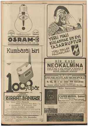  12 Birincikânun 1937 CUMHURÎYKT II (OSRAM V35VVATT Osram ü lâmbasını kullanııuz. Ucuz bir ışık temin eder. Dekalümen lâmbası