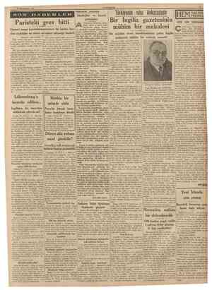  31 Birincikânun 1937 £UMHURİYET HAdiseler arasında Paristeki grev bilti Umumî mesai konfederasyonunun bir kararı üzerine...