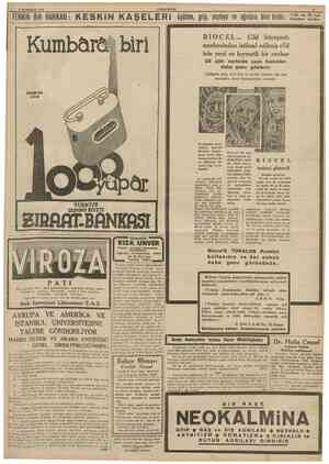  FENNiN BiR HARiKASI: K E S K İ N 6 fkincikâmra 1938 CUMHURİYET KAŞELERi lik ve 10 luk işütme, grip. nezleye ve agrılara bire