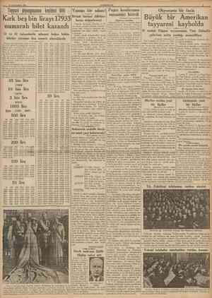  13 Ikıncıkânun 1938 £UMHURİYET Tayyare piyangosunun keşidesi bilti Kırk beş bin lirayı 17933 numaralı bilet kazandı 33 ve 43