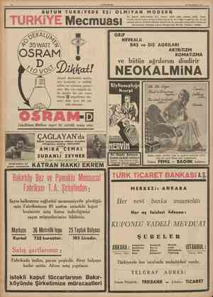  12 CUMHURIYET 16 llrincikântm 1938 TURKİYE Mecmuası RAM Ampul üzerindekî marka, ' ziya kudretini ve istihlâk edilen vat...
