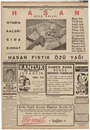  CUMHURtYET 22 İkincikâmm 1938 Dünya mevaddı gıdaiyesi arasında en büyük mükâfat ile zafer nişanını; dîpiom donör ve altın...