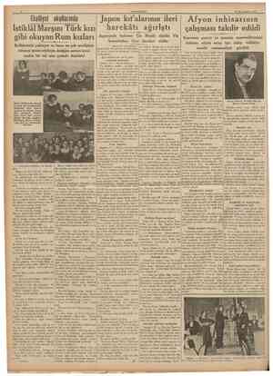  CUMHURÎYET 23 İkincikâmm 1938 Japon kıt'alarının ileri Afyon inhisarının Istiklâl Marşını Türk kızı haıekâtı ağırlştı...