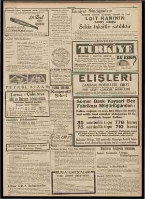  15 Şubat 1938 CUMHURİYET Sigara tiryakilerine mlijde Fennin son icadı ve yüzde 89 derecesinde tütünün Nikotin, Pridin,...