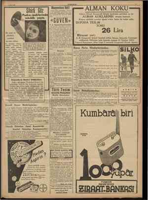  1 Mart 1938 CUMHURtYET Pudra renlclerinde inkılâb yaptı. Sitıirli Göz Doktor Osman Şerefeddin (dahiliye ve sari hastalıklar