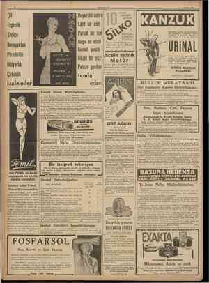  12 CUMHUKIVET 10 Mart 1938 Çil ¥ Ergenlik Sivilce Beyaz bir çehre Lâtif bir cild Parlak bir ten Gergin bir vücud Cazibeli...