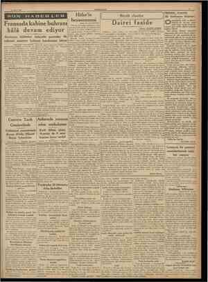  13 Mart 1938 CUMHURİYET î SON HABER LE Fransada kabine buhranı hâlâ devam ediyor Avusturya hâdiseleri dolayısile gazeteler,