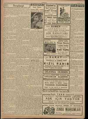  CUMHURİYET 20 Mart 1938 Küçük hikâye Sergüzeşt SiNEMA Anni Ondra «Kaçan gelin» isminde eğlenceli bir film çevîrdi GARDEN'de