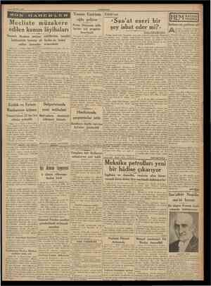  22 Mart 1938 CUMHURİYET SON Mecliste müzakere edilen kanun lâyihaları Osmanlı Bankası imtiyaz müddetinin temdidi hakkındaki