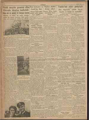  CUMHURİYET 27 Mart 1938 Atak mayin gemisi dün Hind hâdiseleri ve Nutkun akisleri Franko'nun zateri genişliyor devam ediyor