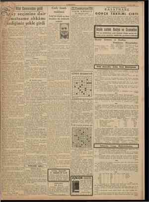  CUMHURİYET 28 Mart 1938 Hatay seçimine dair talimatname ahkâmı istediğimiz şekle girdi IBaştarafı 1 inci $afıifede~l Numan