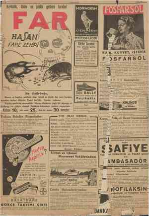  RİYET a MH 1 Nisan 1938 a İ Hastalık, ölüm ve pislik getiren fareleri HORMOBIN ENMÜESSİR İLACIDIR HAJAN Körlez bazelesi ek