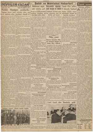  CUMHURÎYET 2 Nisan 1938 Tarihi roman: Evrak ve makbuzlardaki Vekâletin emrinde sara Harice yapılan vapur Topkapı Sarayı senin