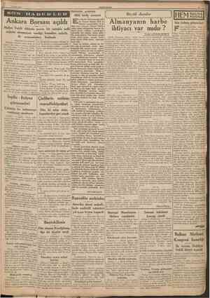  2 Nisan 1938 CUMHURİYET Hâdise!er arasında Millî birlik zarureti Büyük davalar Ankara Borsası açıldı Maliye Vekili dikkate