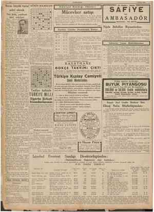  CUMHURİYET 2 Nisan 1938 Bursa büyük turist sehri olacak Vali Şefik, yapılacak işleri anlatıyor GUNUN BULMACASI 1 1 2 3 4 5 2