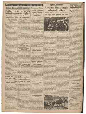  4 Nisan 1938 CUMHURIYET Siyaset âleminde Hitler, dün Graz'da intihab nutkunu söyledi Avusturyada seçim listeleri...