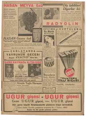  CUMHURIYET 12 Nisan 1938 SAN MEYVA özü * faalîyeli lolaylaşması ziyadeleşmesi jnîn artması ihhatin düzelmesi Hasan Meyva özü