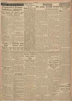  14 Nisan 1938 CUMHURtYET HABE LE Hâdiseler arasında Frankistler Fransa hududuna yaklaşıyor Aragon cephesinde kanlı boğuşmalar