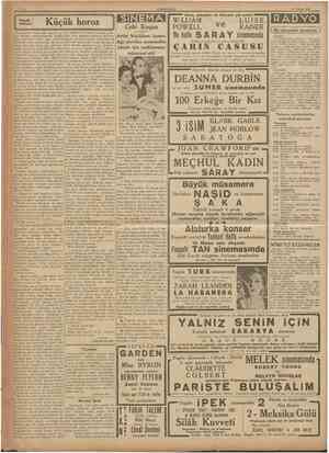  CUMHURiYfET 17 Nisan 1938 KUçük hikâye Küçük horoz SiNcMA Ceki Kugan Artist küçükken kazandığı paraları annesinden almak için