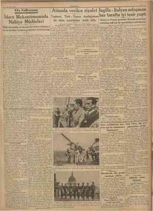  18 Nisan 1938 CUMHURİYET Atinada verilen ziyafet ingiliz Italyan anlaşması Idare Mekanizmasında Toplantı, Türk Yunan...