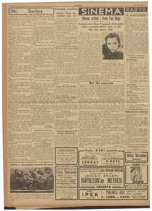  CUMHURIYEl 22 Nisan 1938 Sarhoş Guy Fransada ecnebiler Dahiliye Nazırı dün tedbirleri izah etti RADYO Macar artisti: Kete Fon